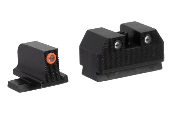 Optic-compatible night sight set with orange front ring for Sig Sauer pistols.